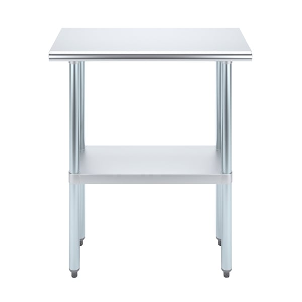 Stainless Steel Metal Table With Undershelf, 30 Long X 14 Deep